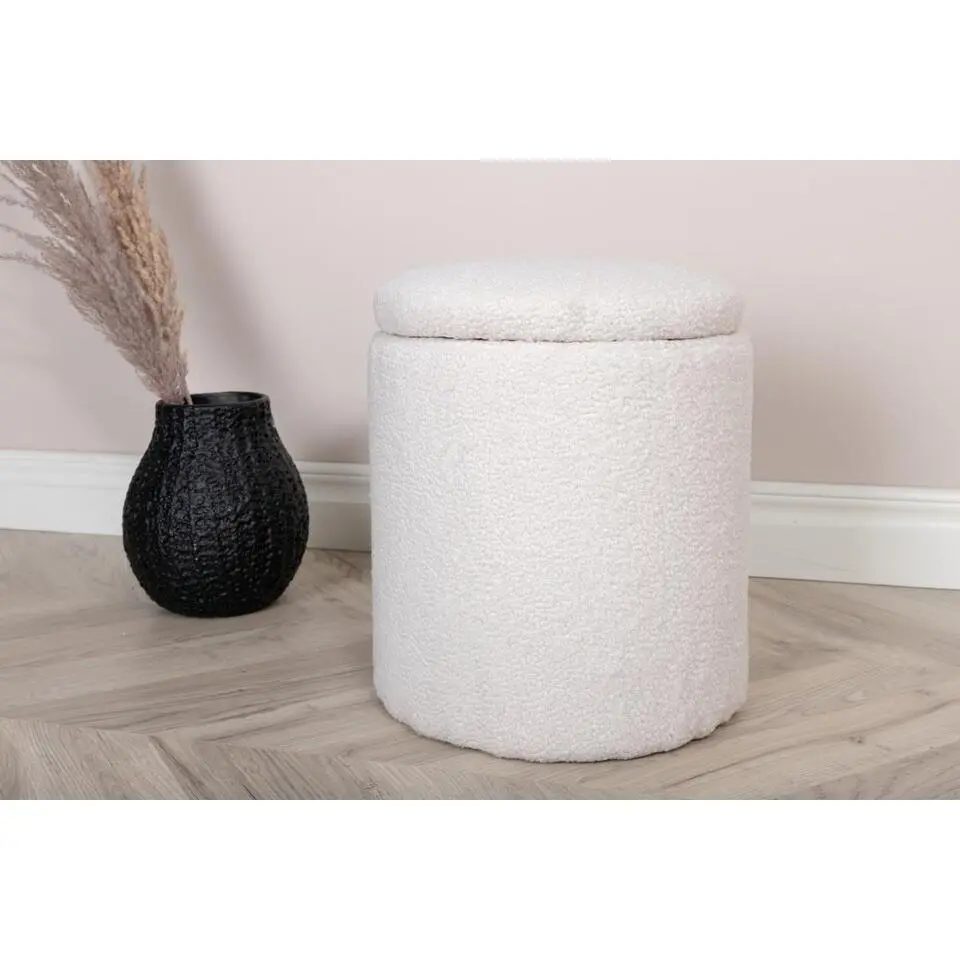 Svea - Zara poef - teddy - wit