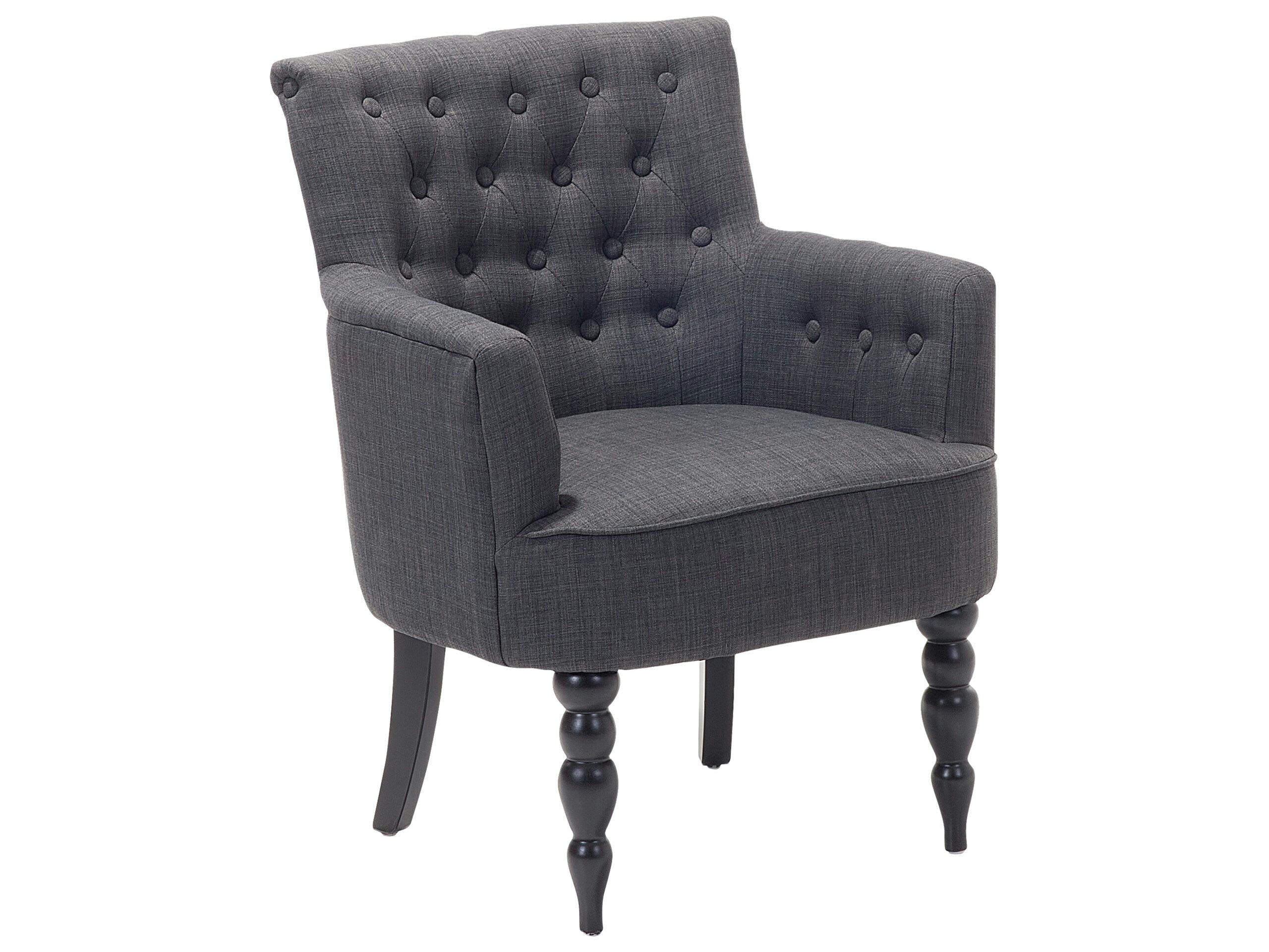ALESUND - Fauteuil tapissé en tissu gris foncé