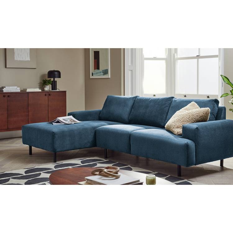 Habitat Julien Velvet Left Hand Corner Chaise Sofa - Navy