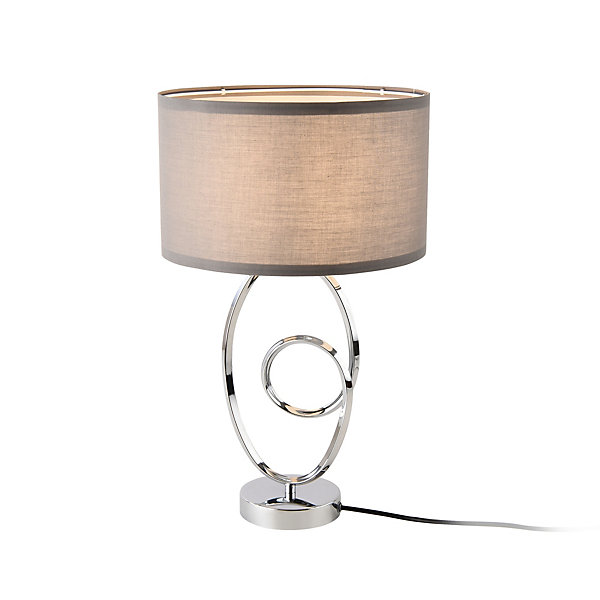 Lampe de table Torquay E14 métal polyester 50 cm chrome gris lux.pro
