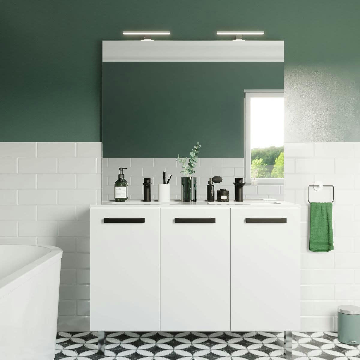 CHELSEA - Meuble salle de bain double vasque 120cm 3 portes Blanc