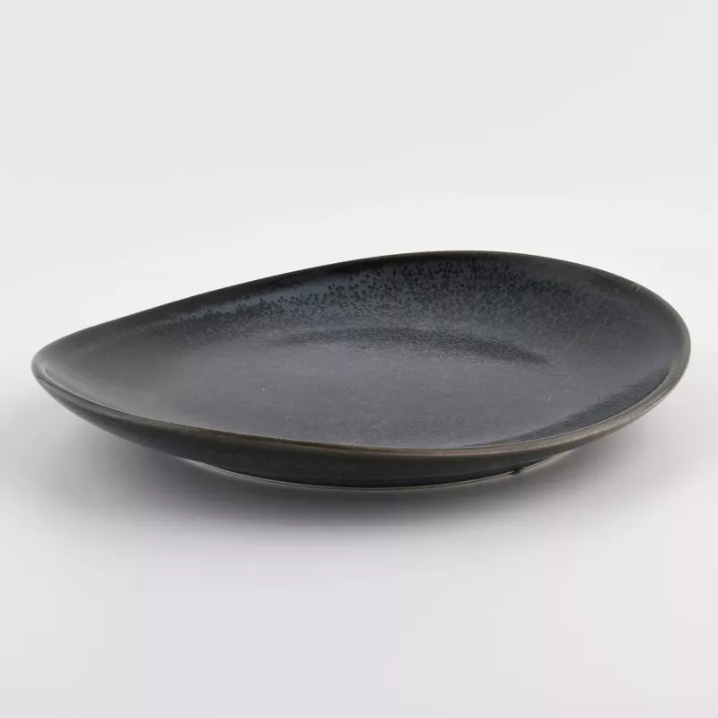 Talerzyk talerz deserowy DUKA TIME BLACK 15x13 cm grafitowy porcelanowy