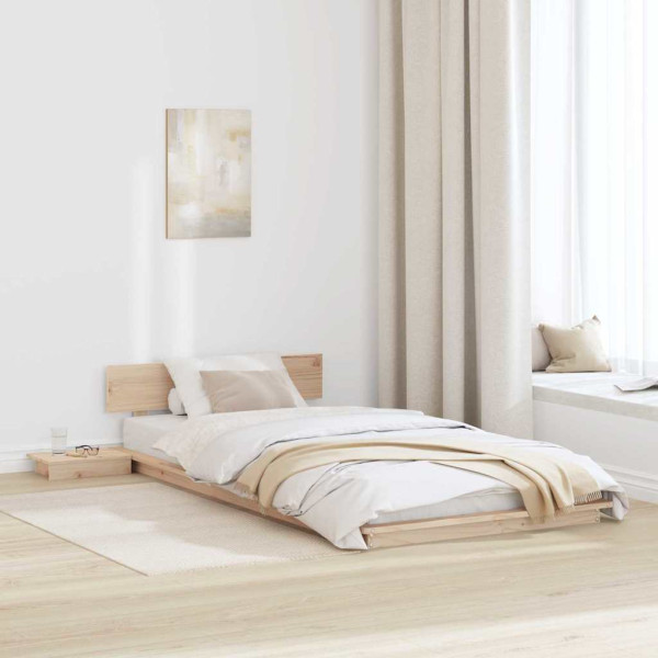 Łóżko Drewniane Brązowe Rama Łóżka Ze Stelażem Sypialnia Pokój 75 x 190 cm