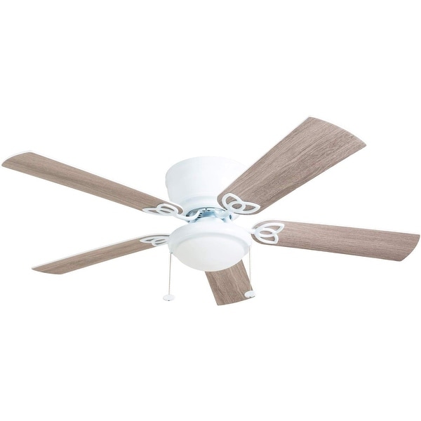 Prominence Home Benton Hugger Ceiling Fan, Low-Profile, LED Cased White Bowl, White - 52-inch