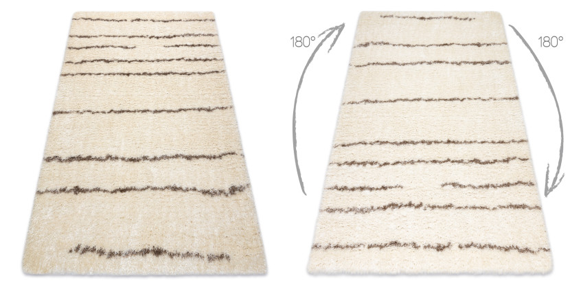 Dywan FLUFFY 2371 shaggy paski - krem / beż 80x150 cm