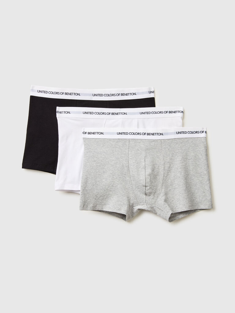 Set of three boxers in stretch organic cotton