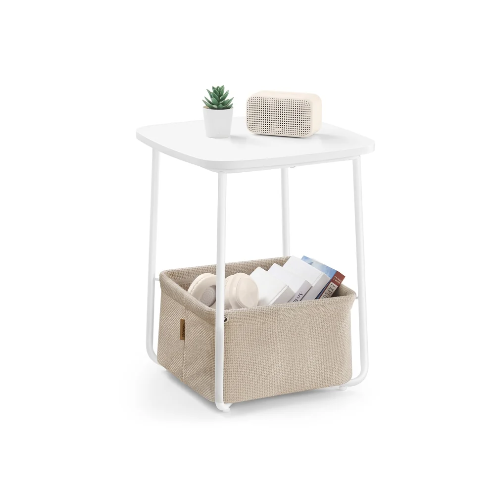 Table d’appoint avec panier en tissu