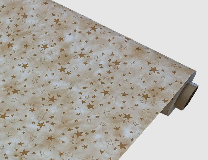 Wachstuch Sterne Beige, Gold