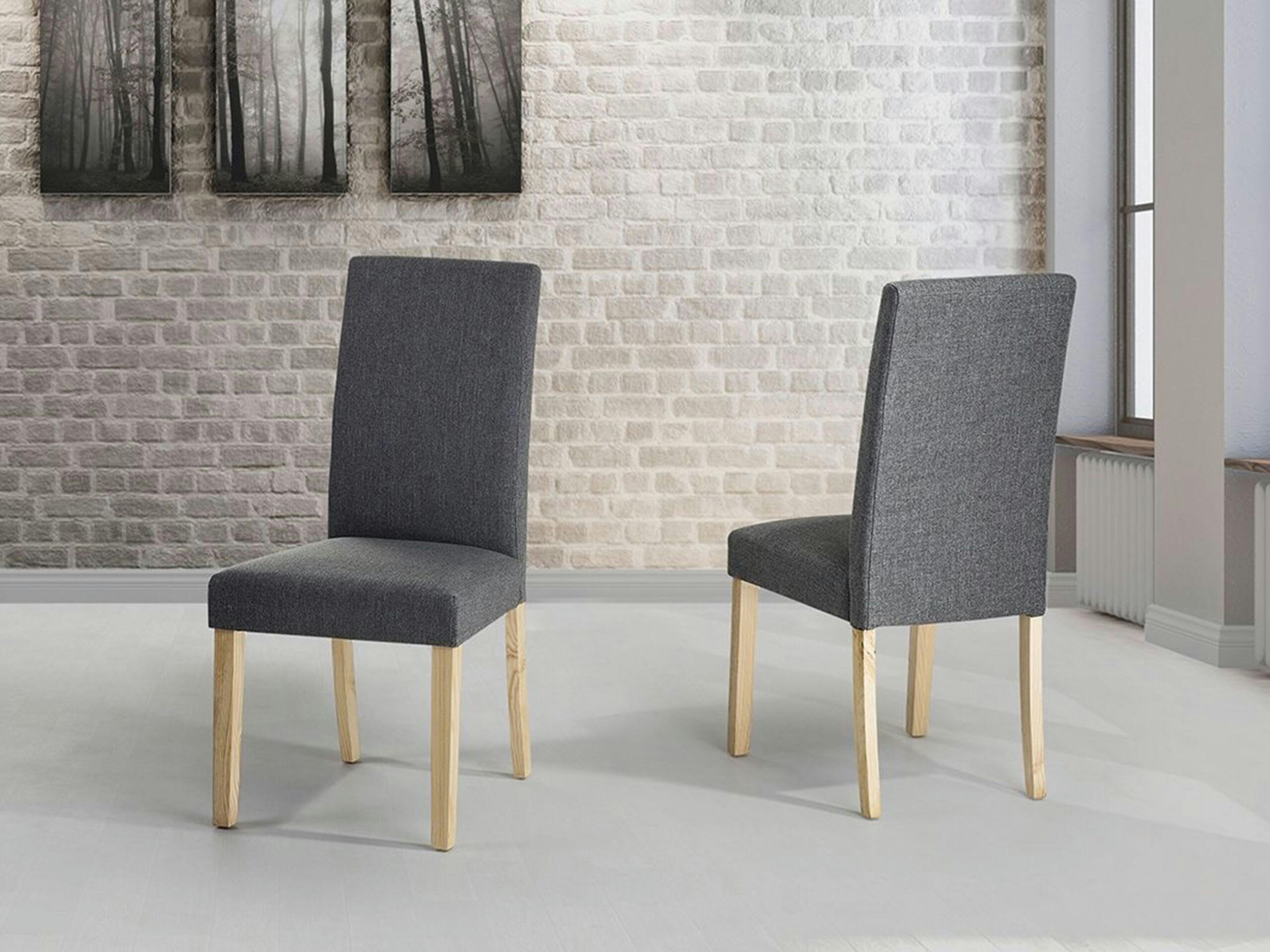 BROADWAY - Lot de 2 chaises en tissu gris