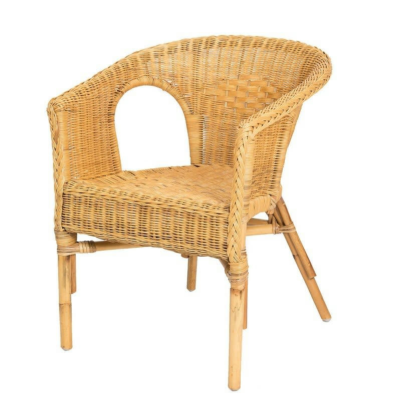 CHRIS - Fauteuil en osier pour salon jaune