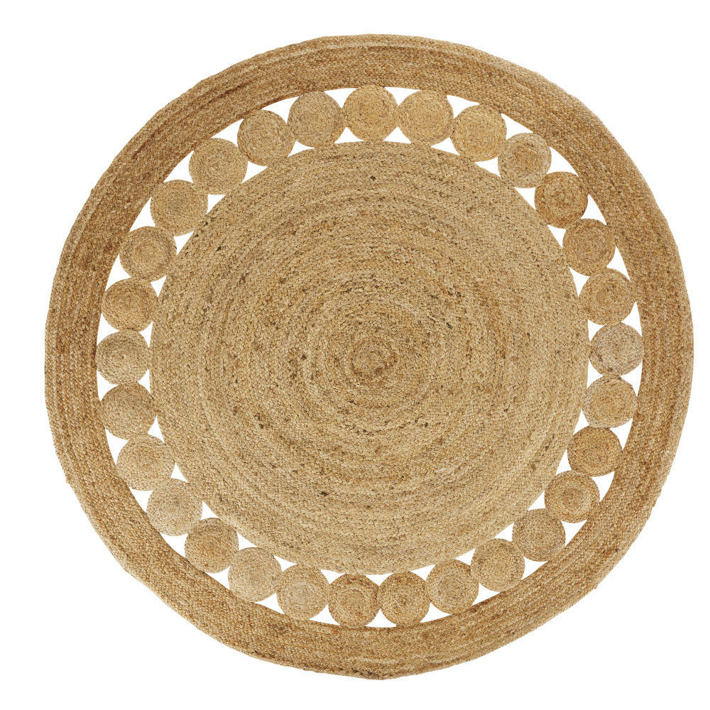 MAROULA - Tapis rond en jute tissé marron D160
