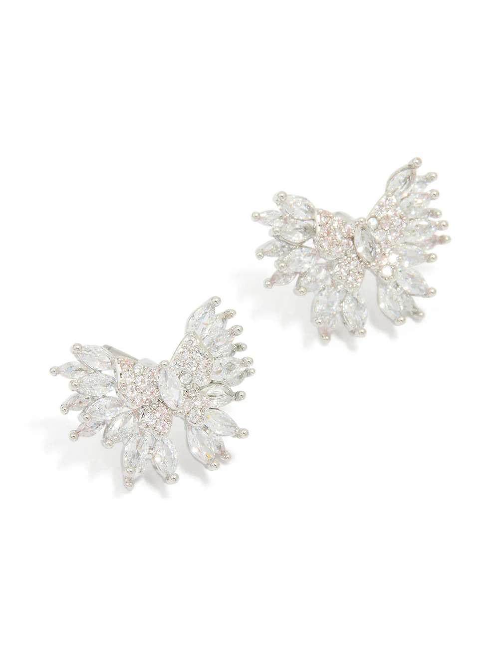 Silver Cubic Zirconia Bow Stud Earrings