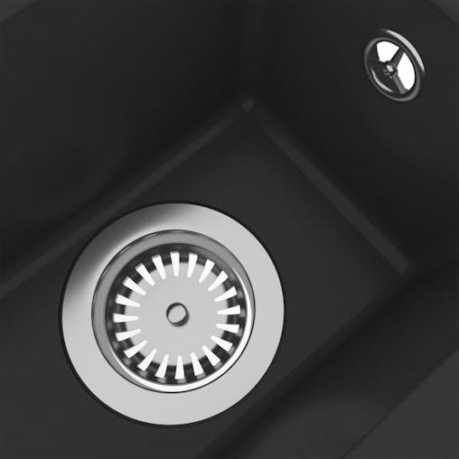 NNEVL Kitchen Sink with Overflow Hole Black Granite