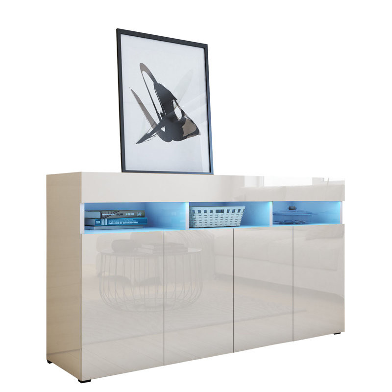 Komoda do salonu 140 cm biały połysk PREMIUM