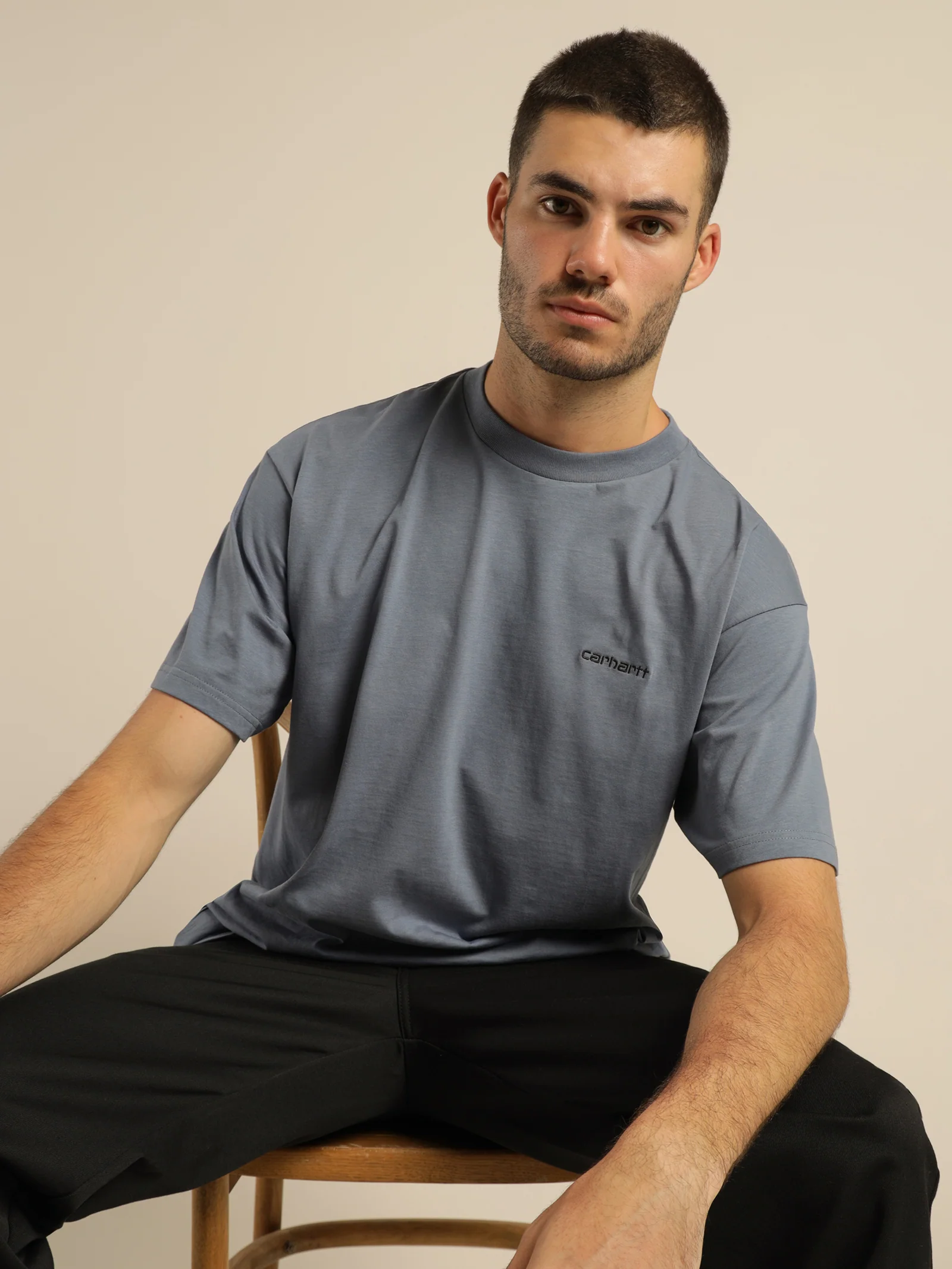 Short Sleeve Embroidered Script T-Shirt