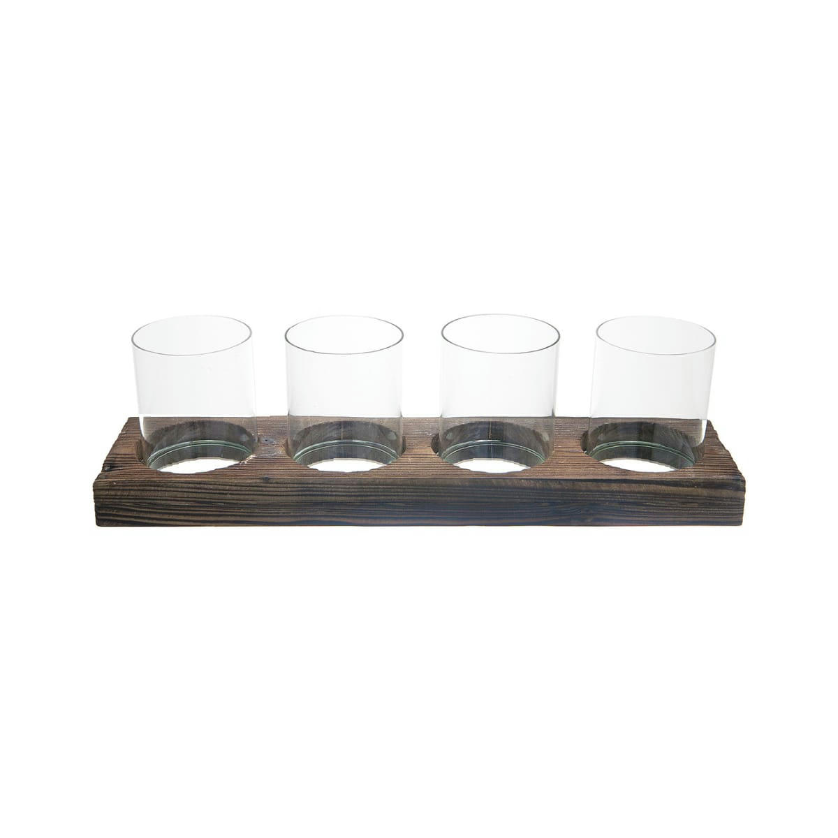 - Set de 4 Photophores en verre transparent et marron L18