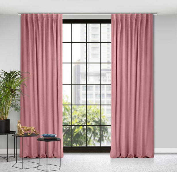 Zasłona welwetowa na taśmie flex MADLEN 140x300 ciemnoróżowa