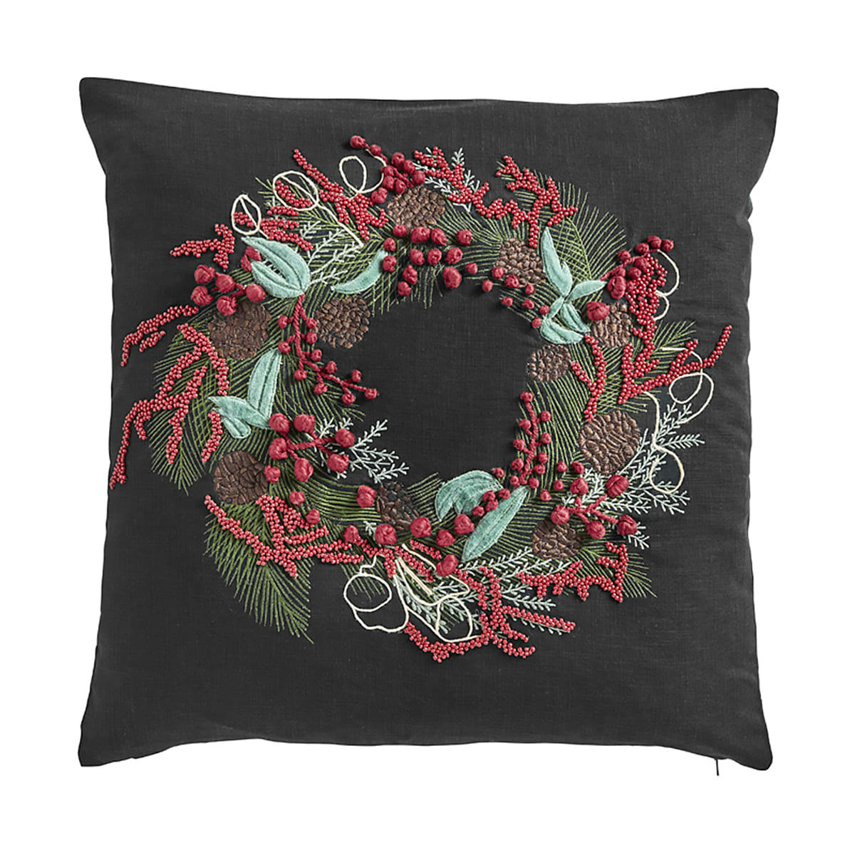 NOËL - Housse de coussin de noël noire en coton 50x50