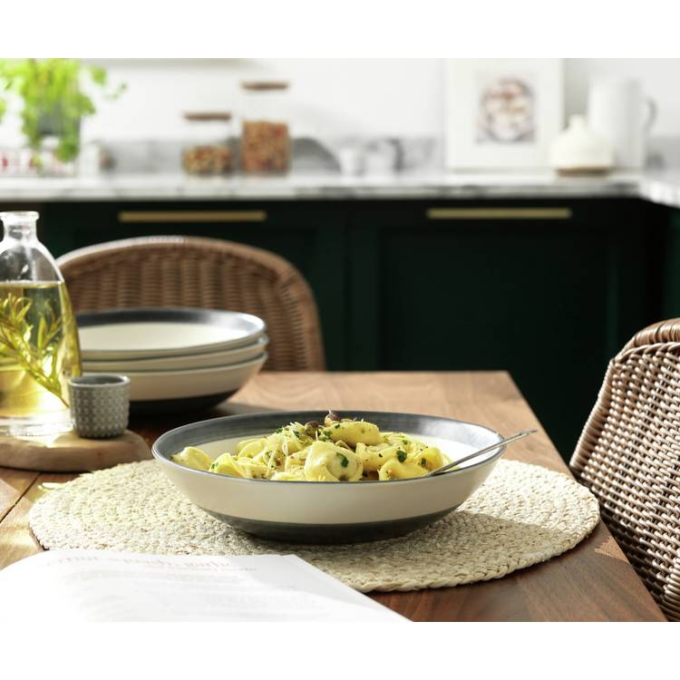 Habitat Stripe 4 Piece Stoneware Pasta Bowl - Blue