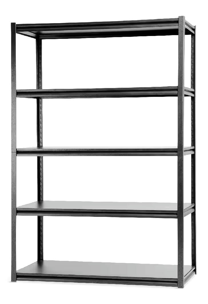 Mastercraft Adjustable 5-Shelf Steel Metal & Wood Storage Rack / Shelving Unit, 48 x 24 x 72-in