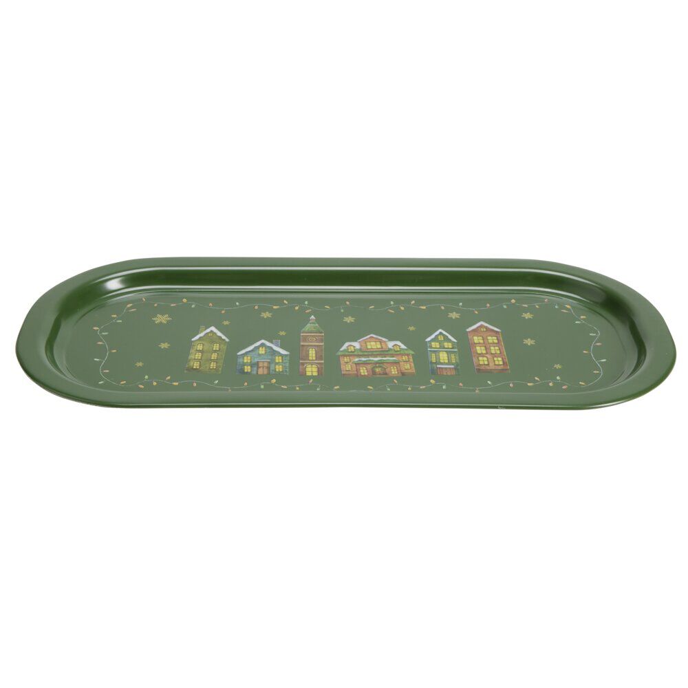 Plateau métal Wonderful vert 15x35cm