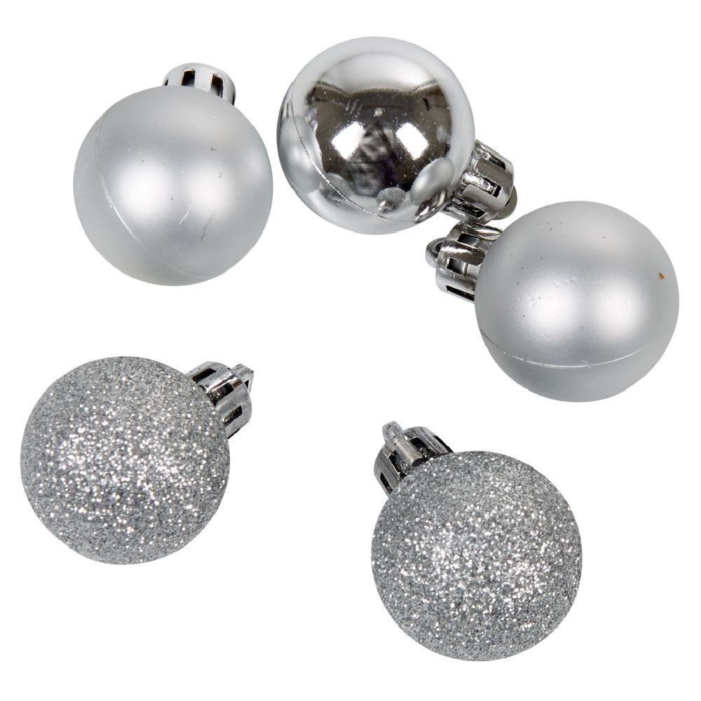 Petite boule de No&euml;l polystyrène gris argenté Ø3cm x12