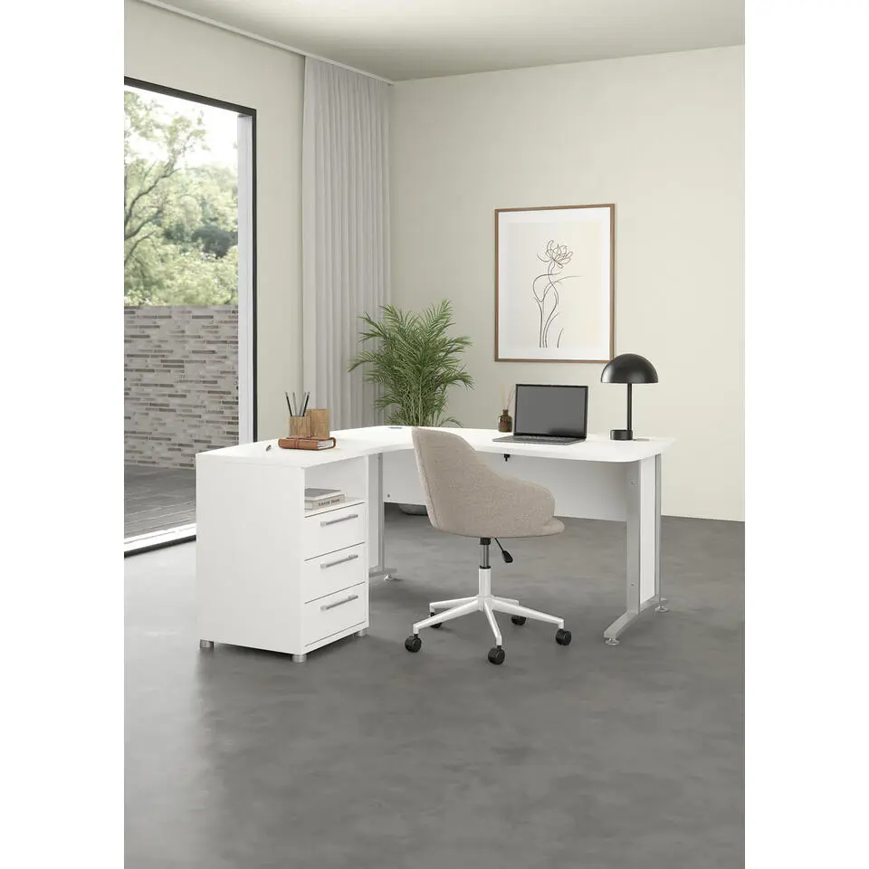 Bureau Wit/Grijs - 150x160x75cm - Prima