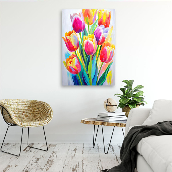 Feeby Obraz na płótnie, Kolorowe Tulipany Kwiaty 40x60