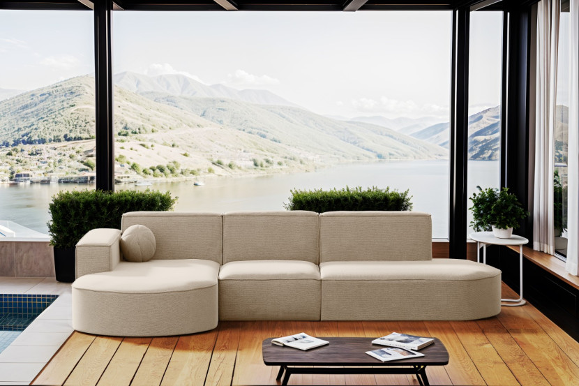 Sofa narożna ogrodowa, kanapa, Designer Modena L Patio Beżowy Lewy