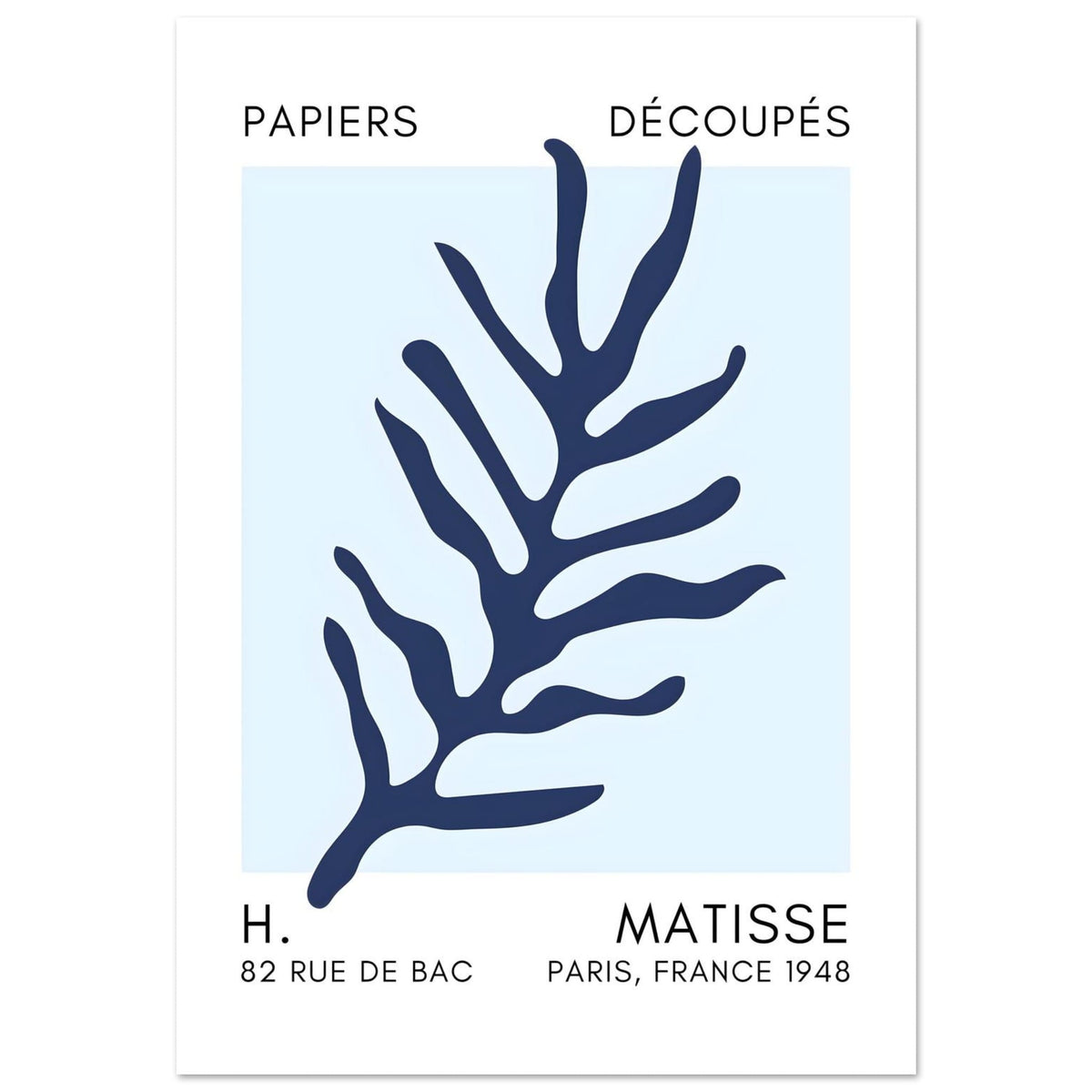 Artfulprints Poster Matisse – Ocean flora navy blue I  - 70x100 cm - Blauw