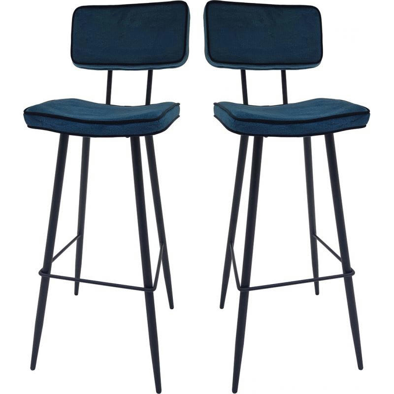 MAURICE - Tabouret de bar (lot de 2) en tissu