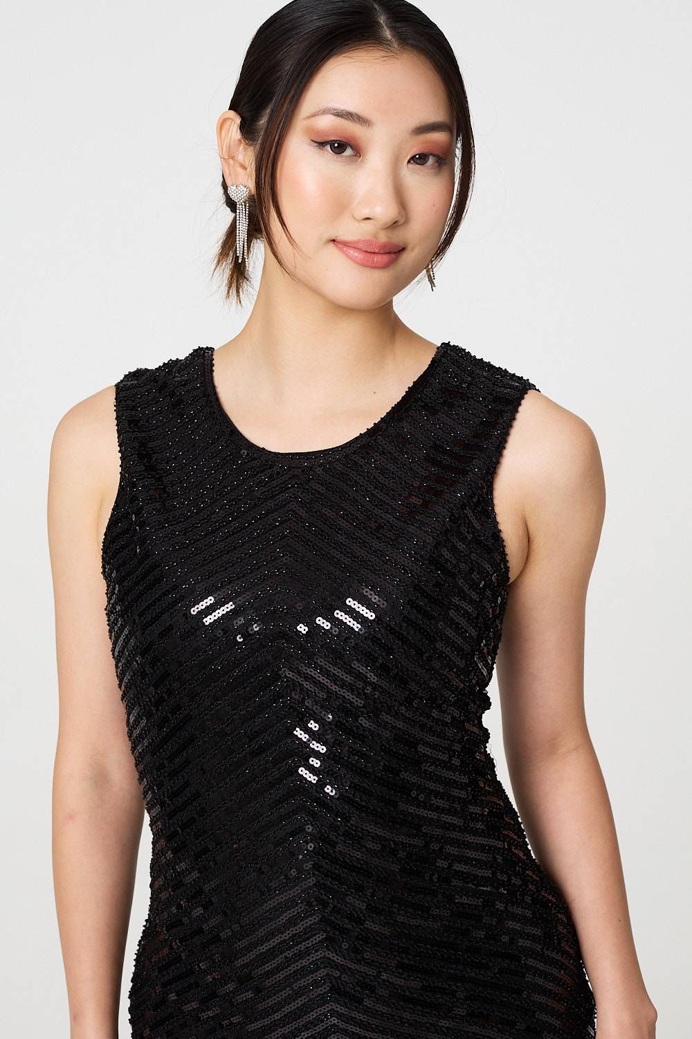 Izabel London Sequin Detail Sleeveless Mini Shift Dress
