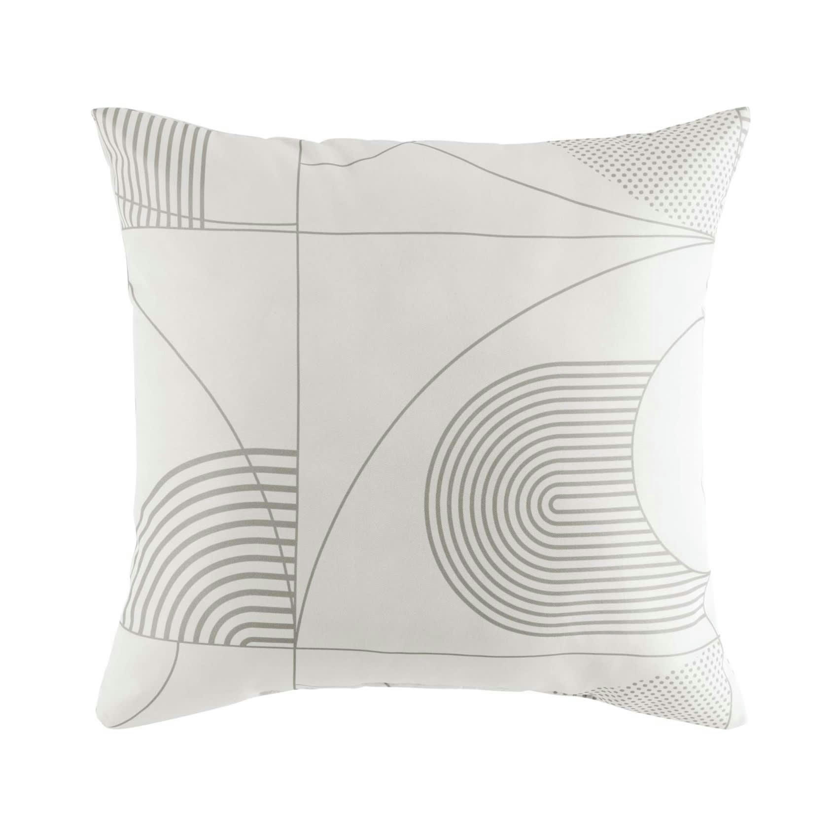 - Coussin esprit graphique polyester blanc 50x50 cm
