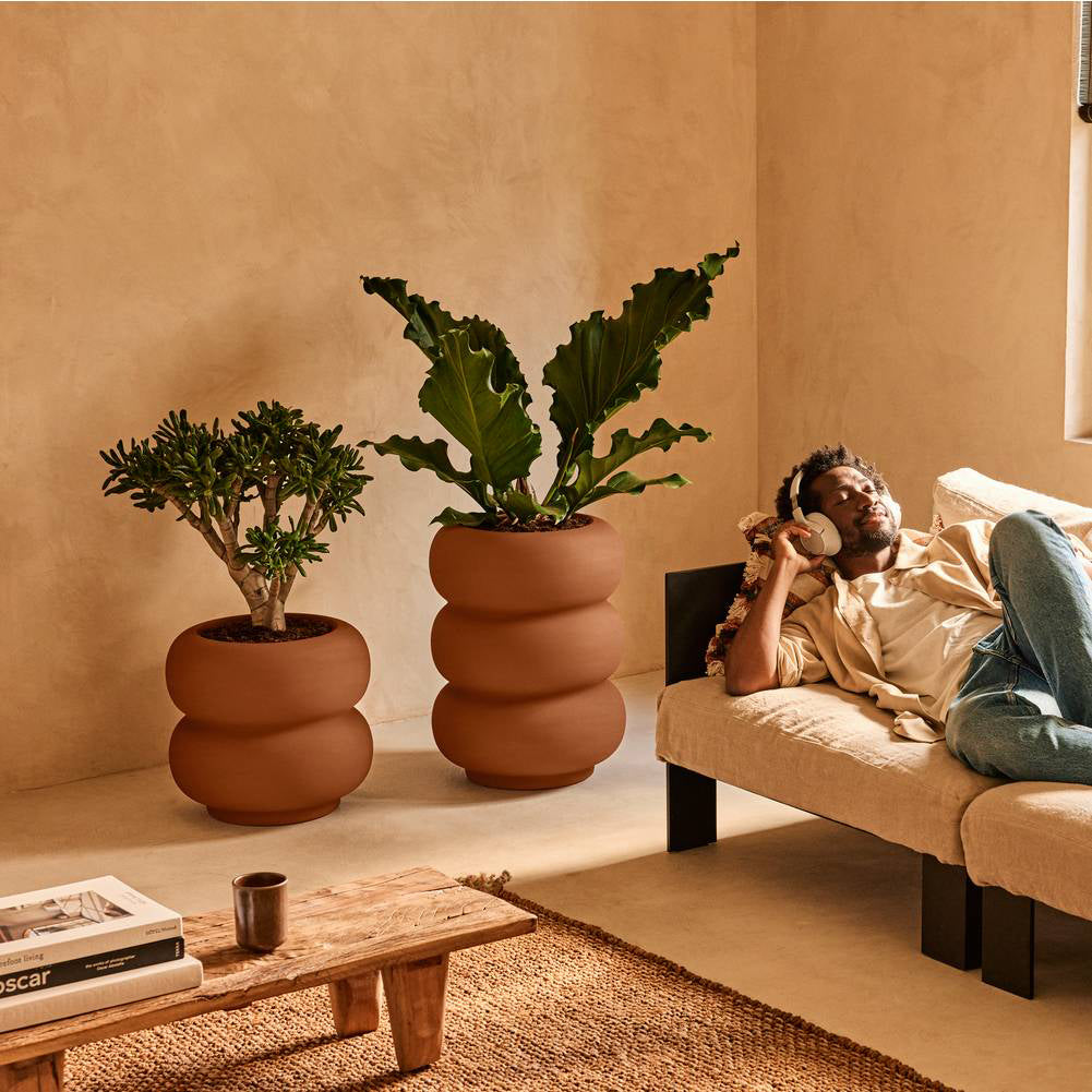 Elho Amber Roll High 43 - Karamel - Ø 43 x H 58 cm - Binnen en Buiten