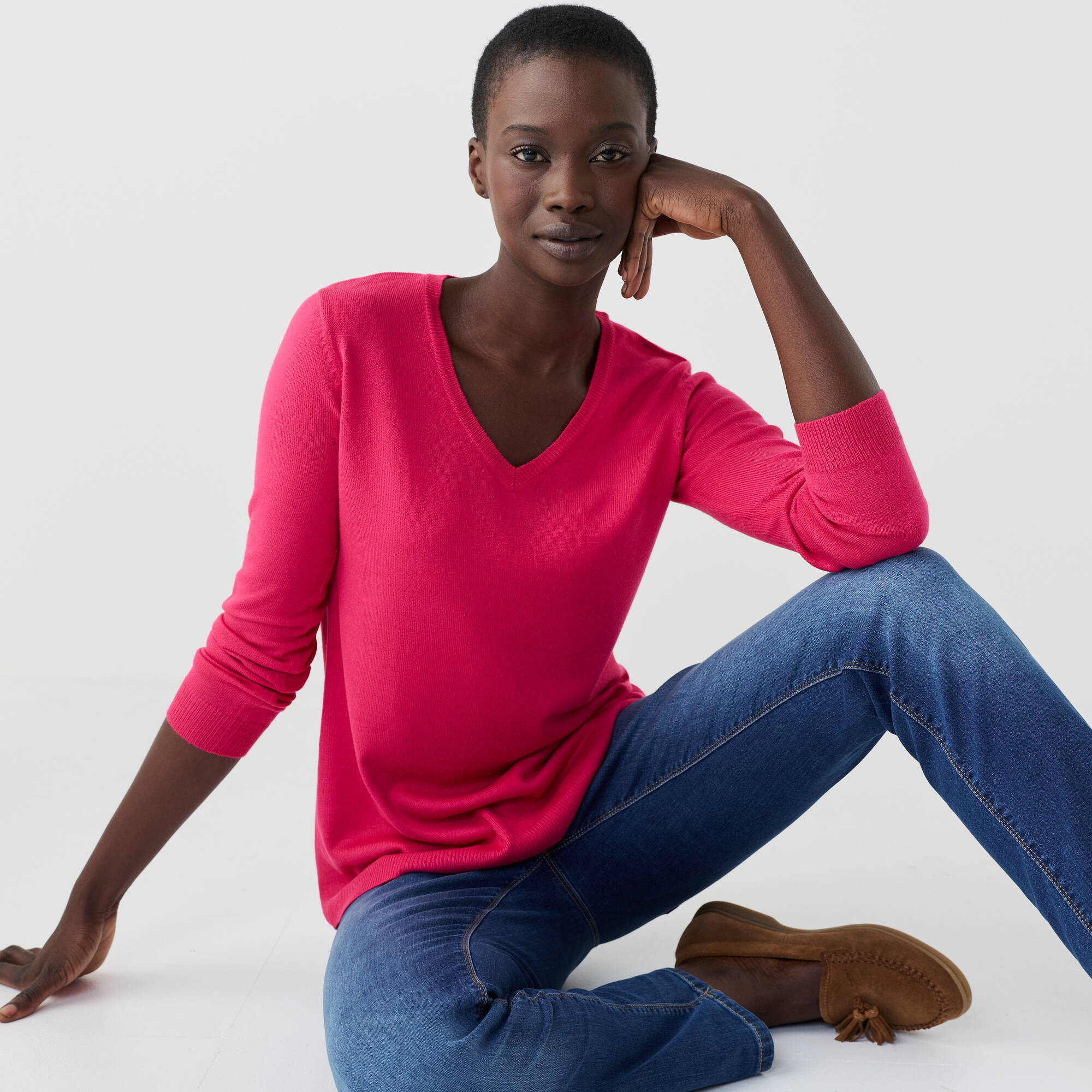 Pull col V, toucher doux