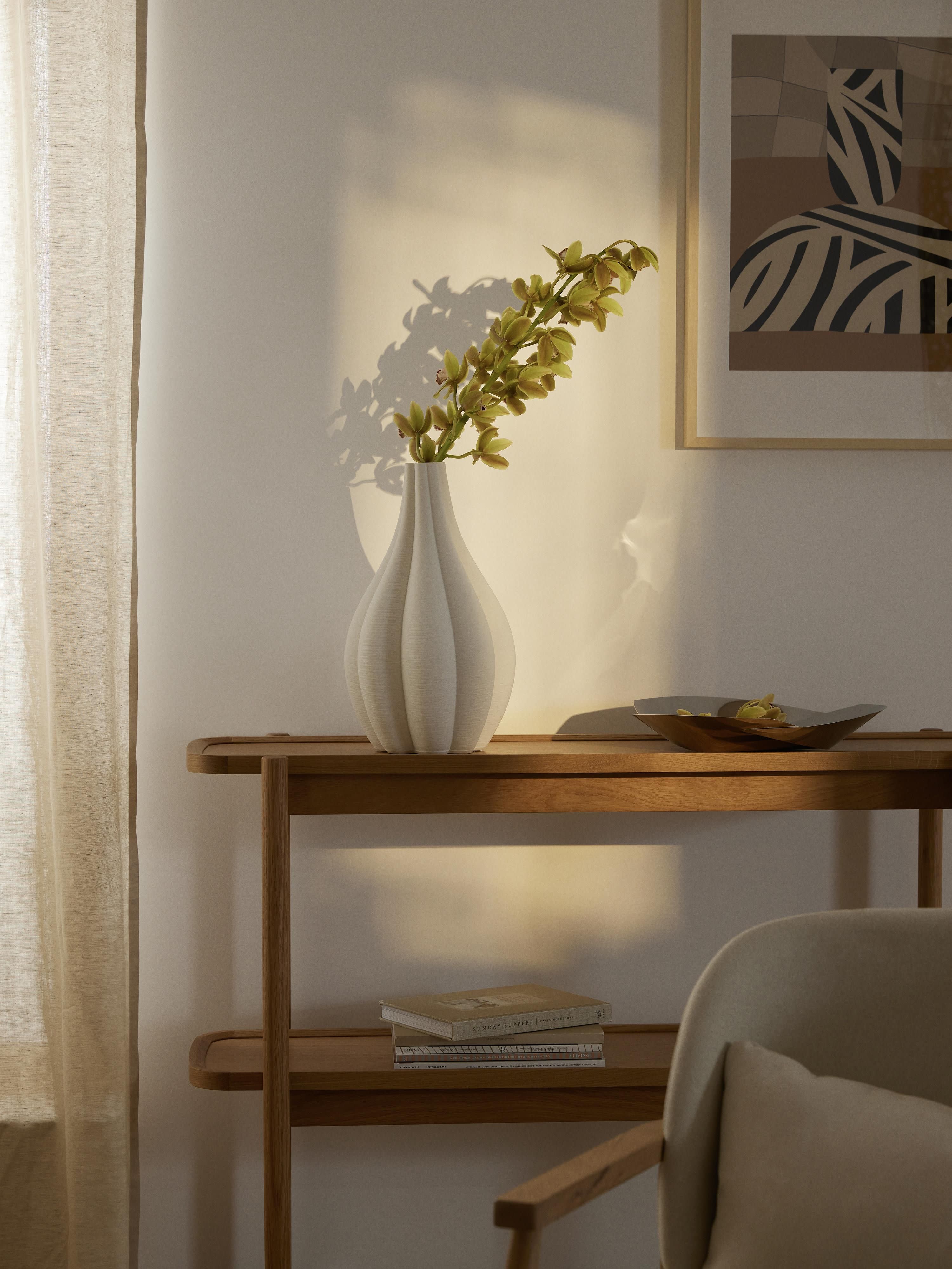 Große 3D-gedruckte Vase Sonata aus Porzellan, H 40 cm