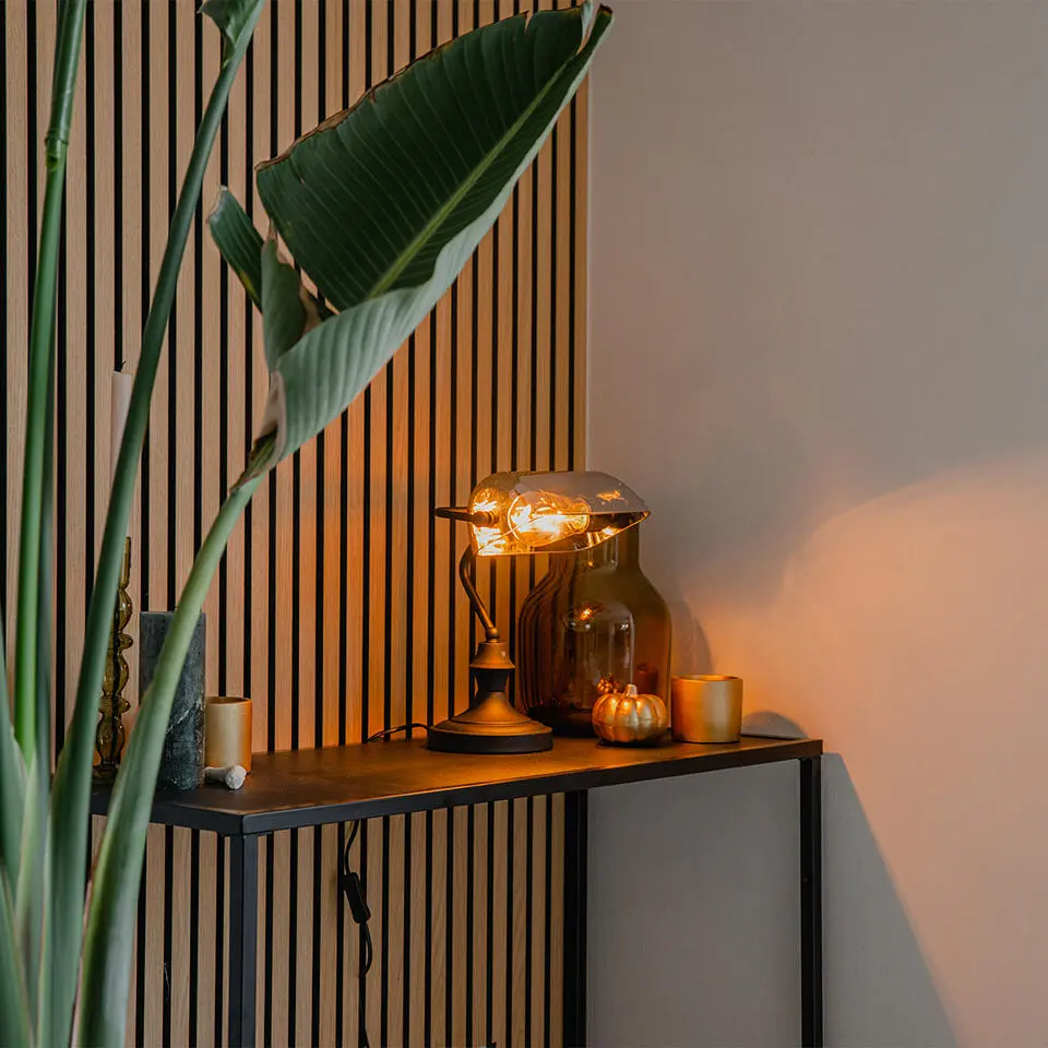 Qazqa bureaulamp banker zwart e27