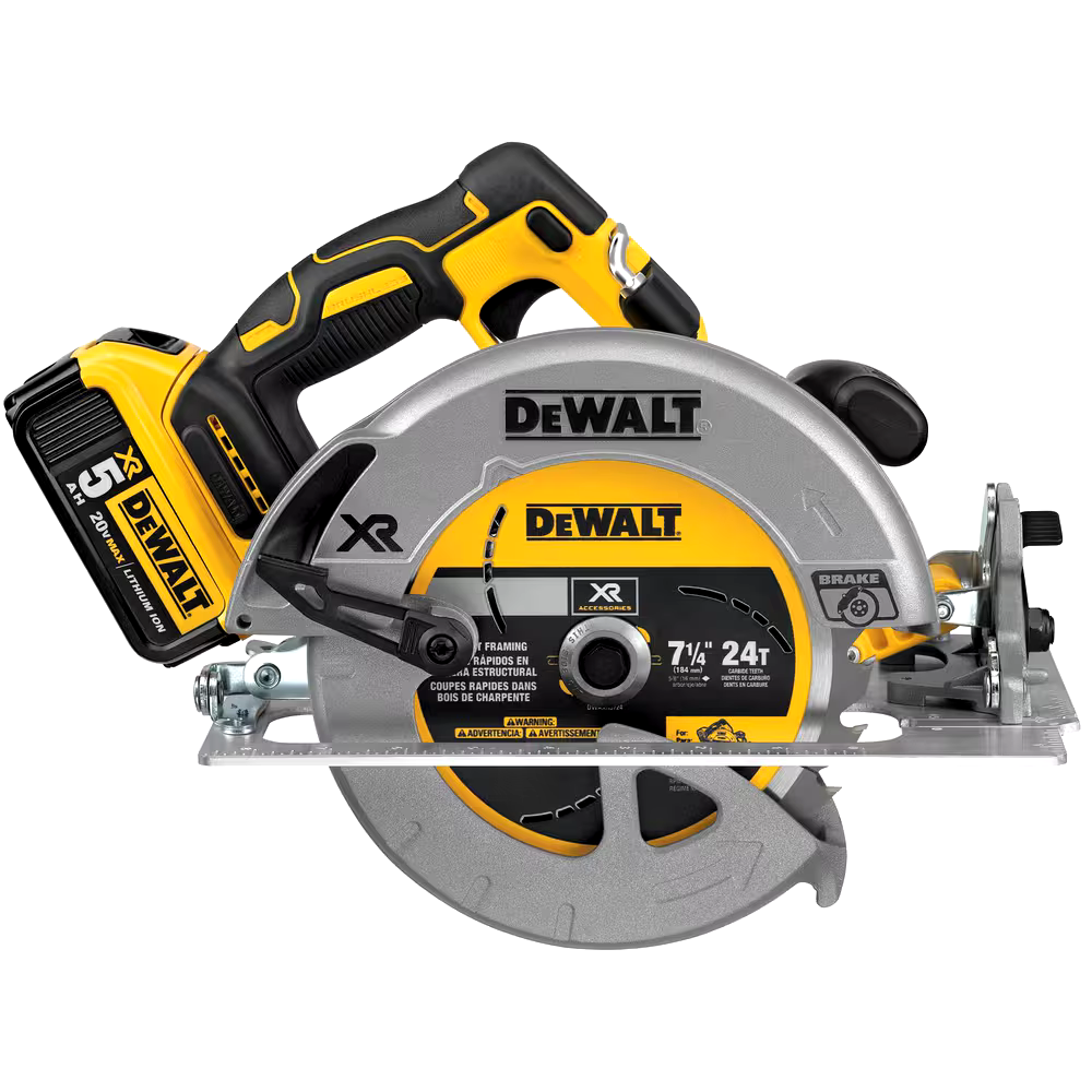 DEWALT DCS570P1 20V MAX XR Brushless Circular Saw with 20V MAX 5.0Ah Battery & Bag, 7-1/4-in