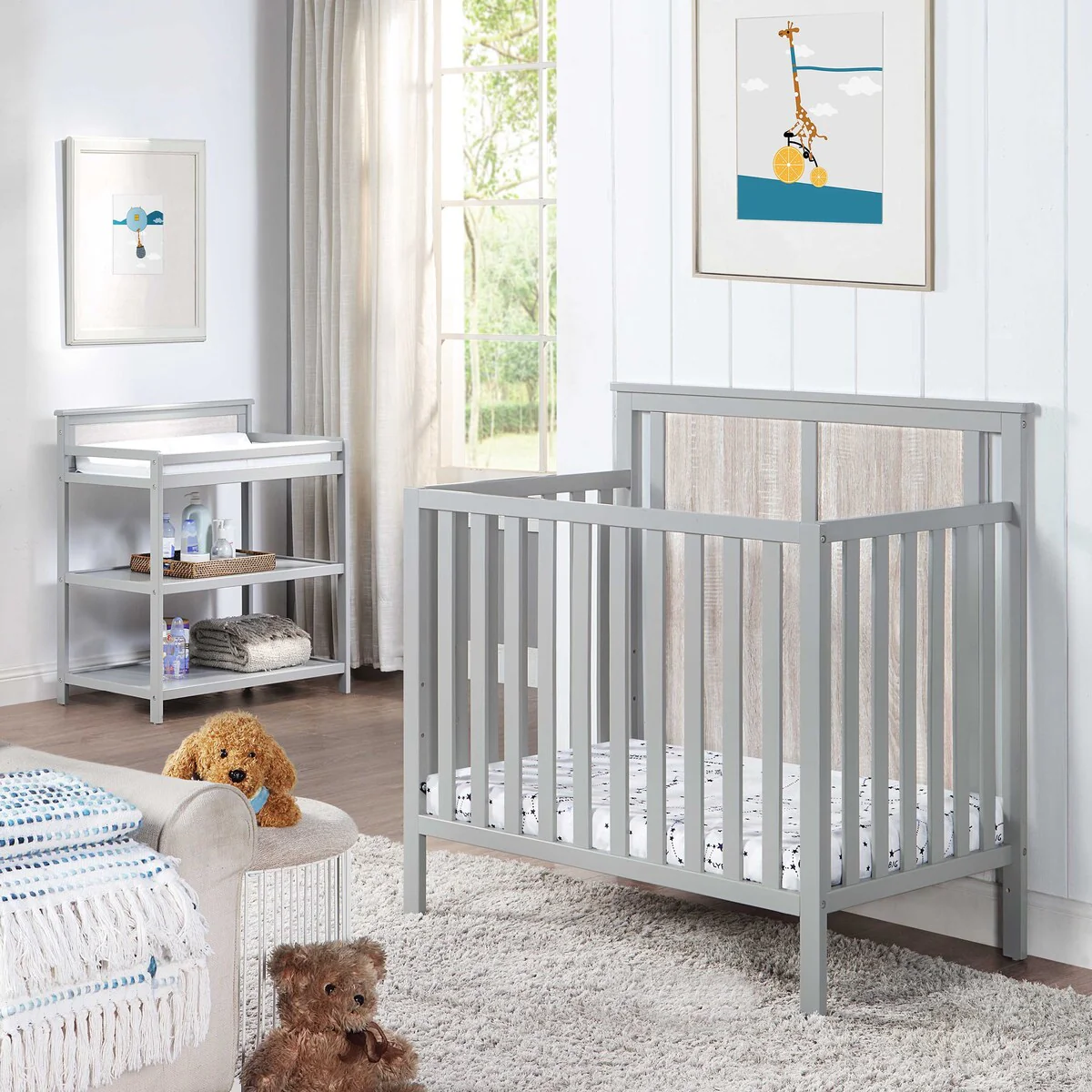 Suite Bebe Connelly Mini Crib With Mattress Pad Gray
