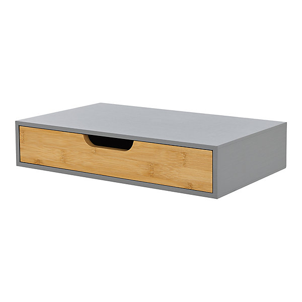 Etagère murale Bokn avec tiroir bambou 40 x 24 x 8 cm gris en.casa