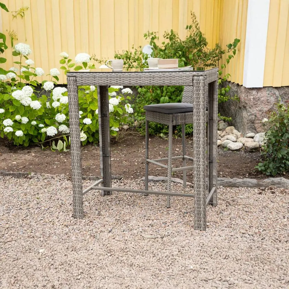 Bartafel Wicker - Grijs Glas - 100x60x110cm - Alo