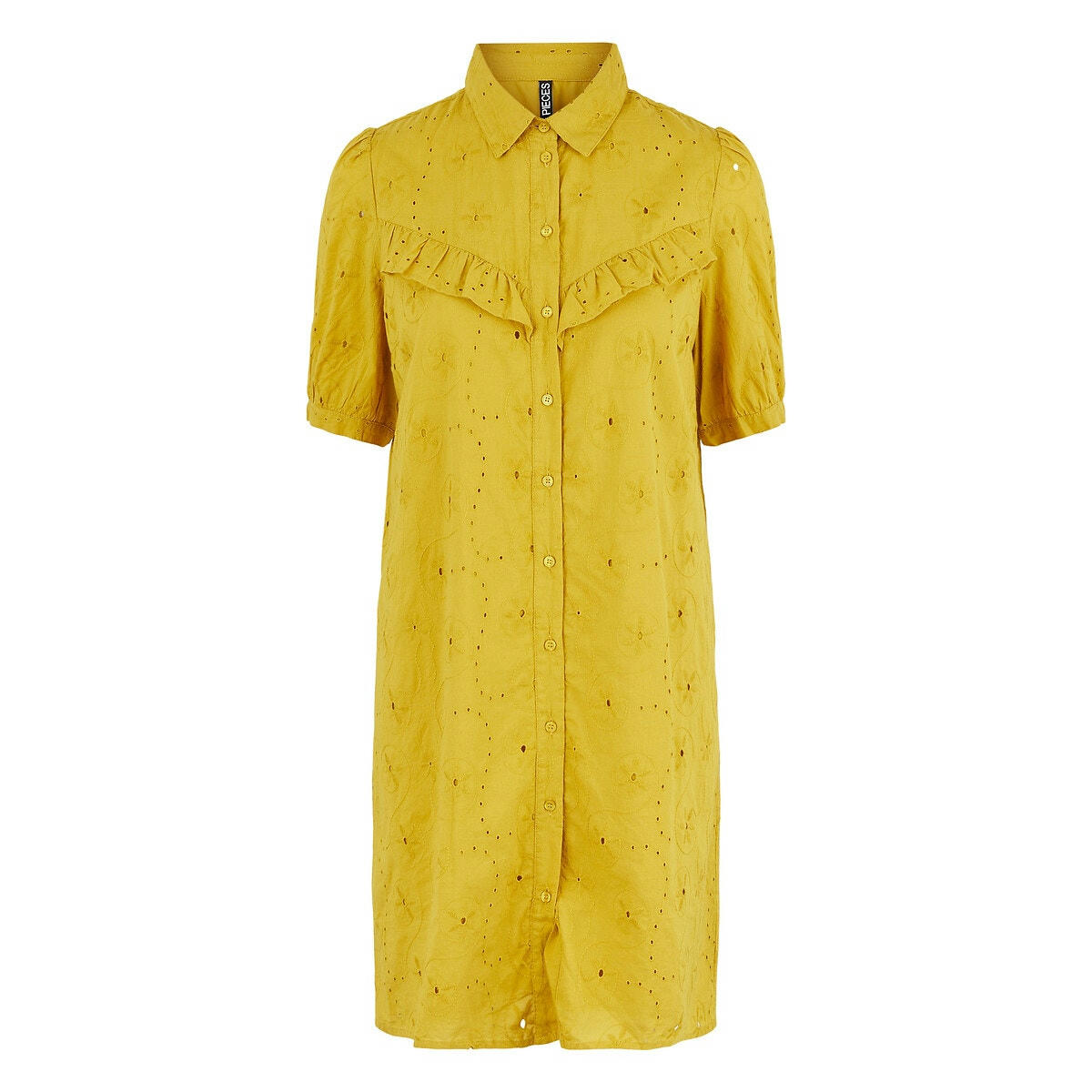 Robe chemise courte, brodée