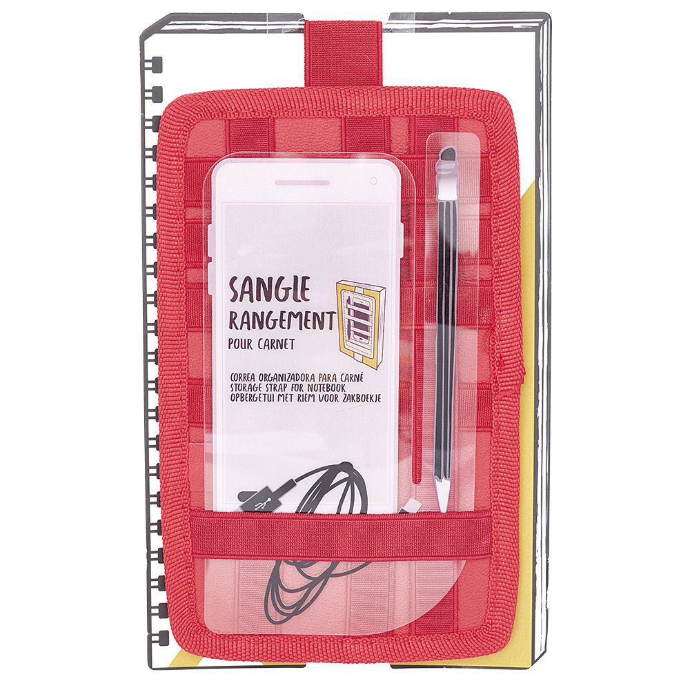 Sangle de rangement pour cahier effet simili rouge