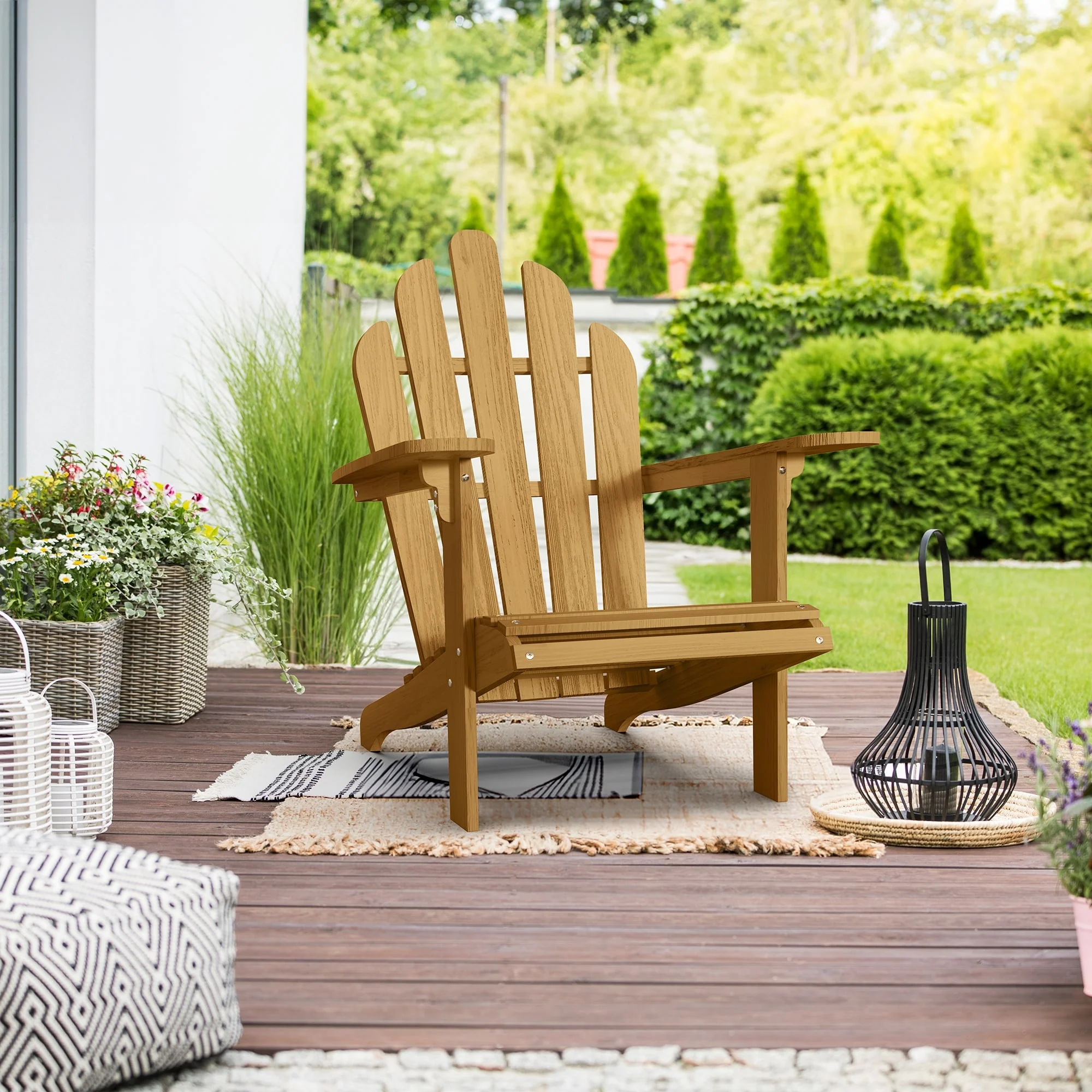 Outdoor Patio Adirondack Chair, Acacia Wood