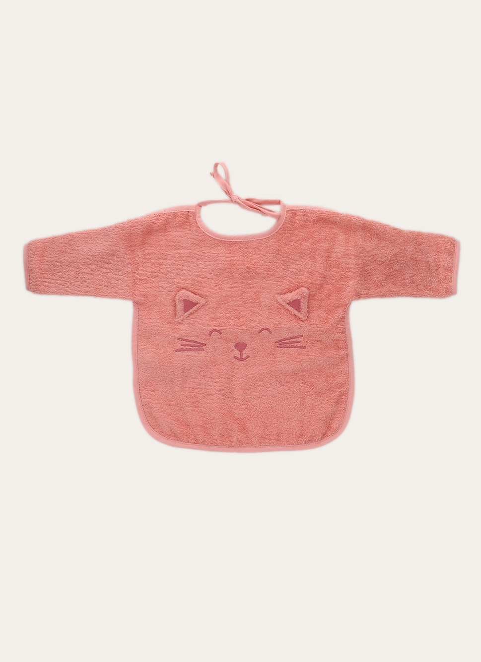 BAVOIR MANCHES LONGUES TÊTE DE CHAT ROSE