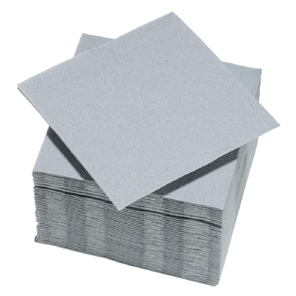 Serviette cocktail carrée gris clair 2 plis en papier x40