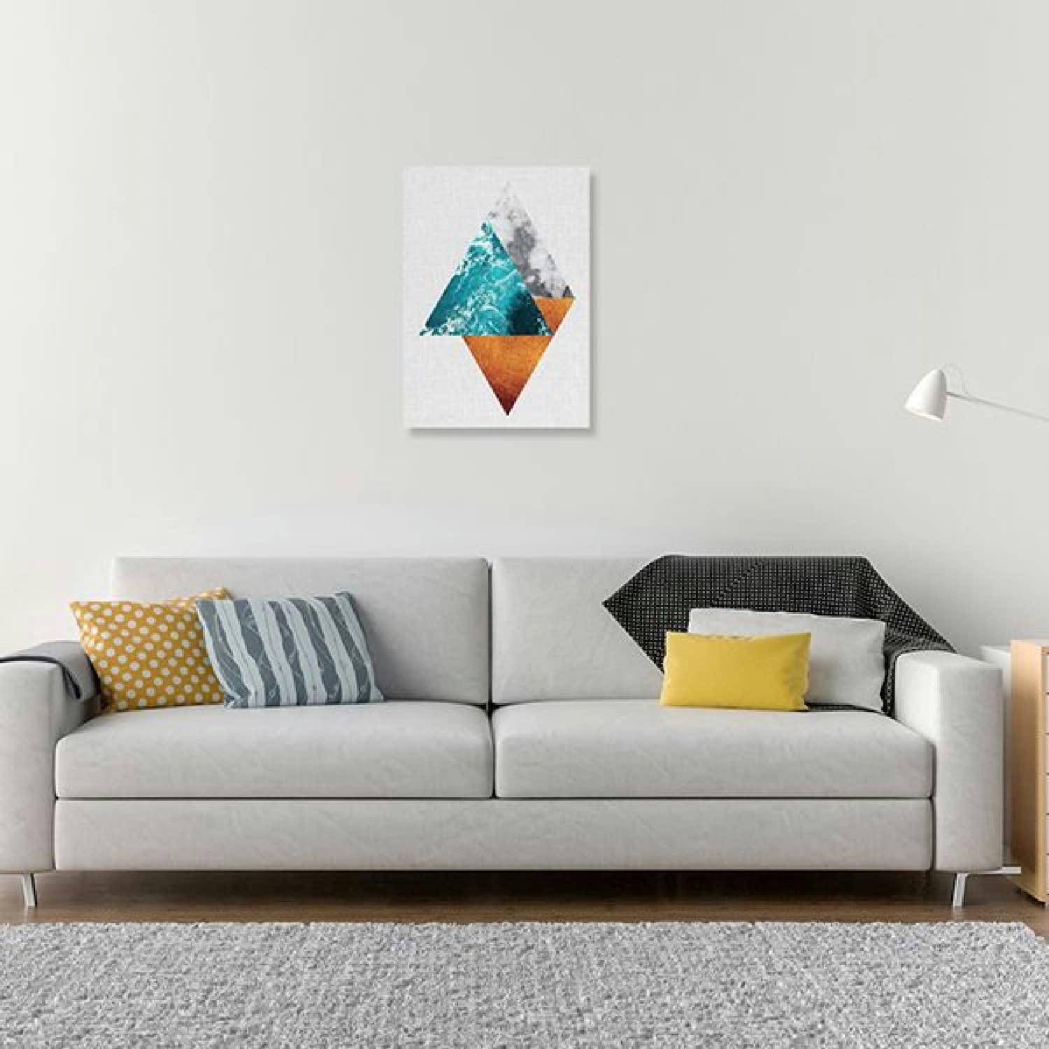 ABSTRAIT - Tableau métal géométrie triangles 32x45