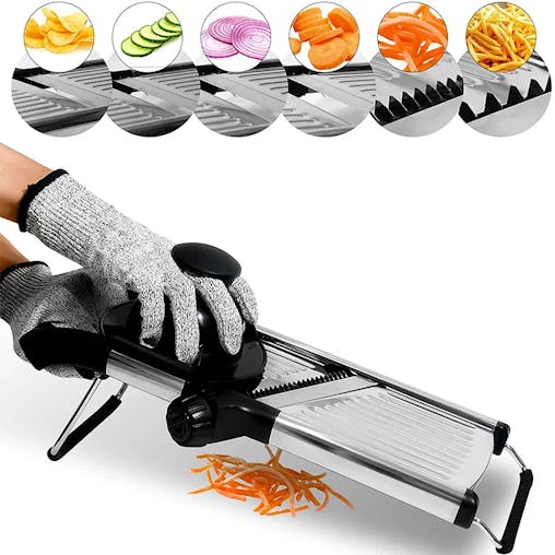 NNEOBA Adjustable Slicer Stainless Steel Vegetable Cutter Chopper Black