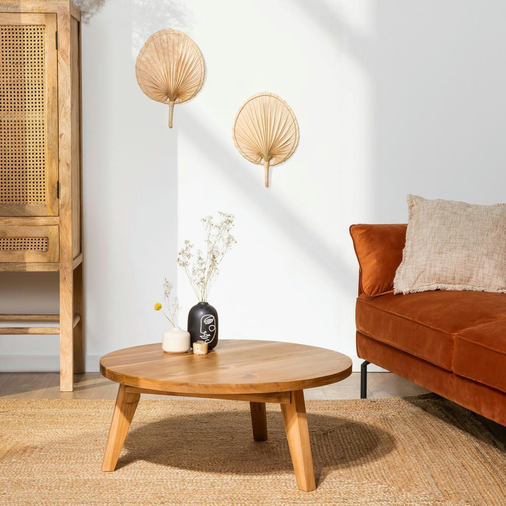 LÉONA - Table basse en bois d'acacia D80cm bois clair