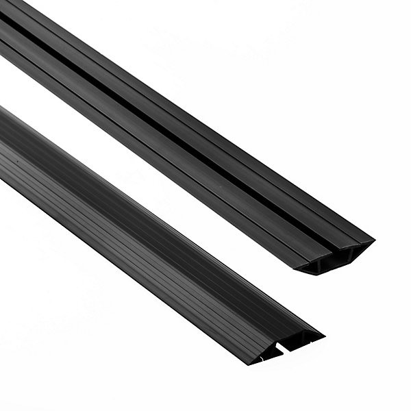 Bande de câble en PVC 10x80mm, 2m, cache-câble, trapézoïdal, noir
